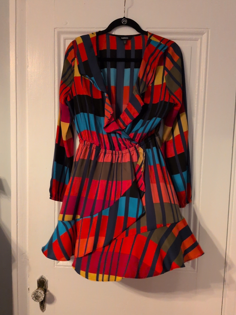 Express Striped Dress in Red, Navy & Black